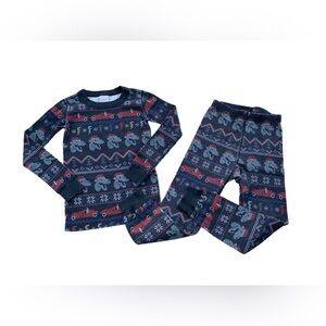 Hanna Andersson Size 110, 5, Dino Fair Isle Holiday Organic Long John Pajamas